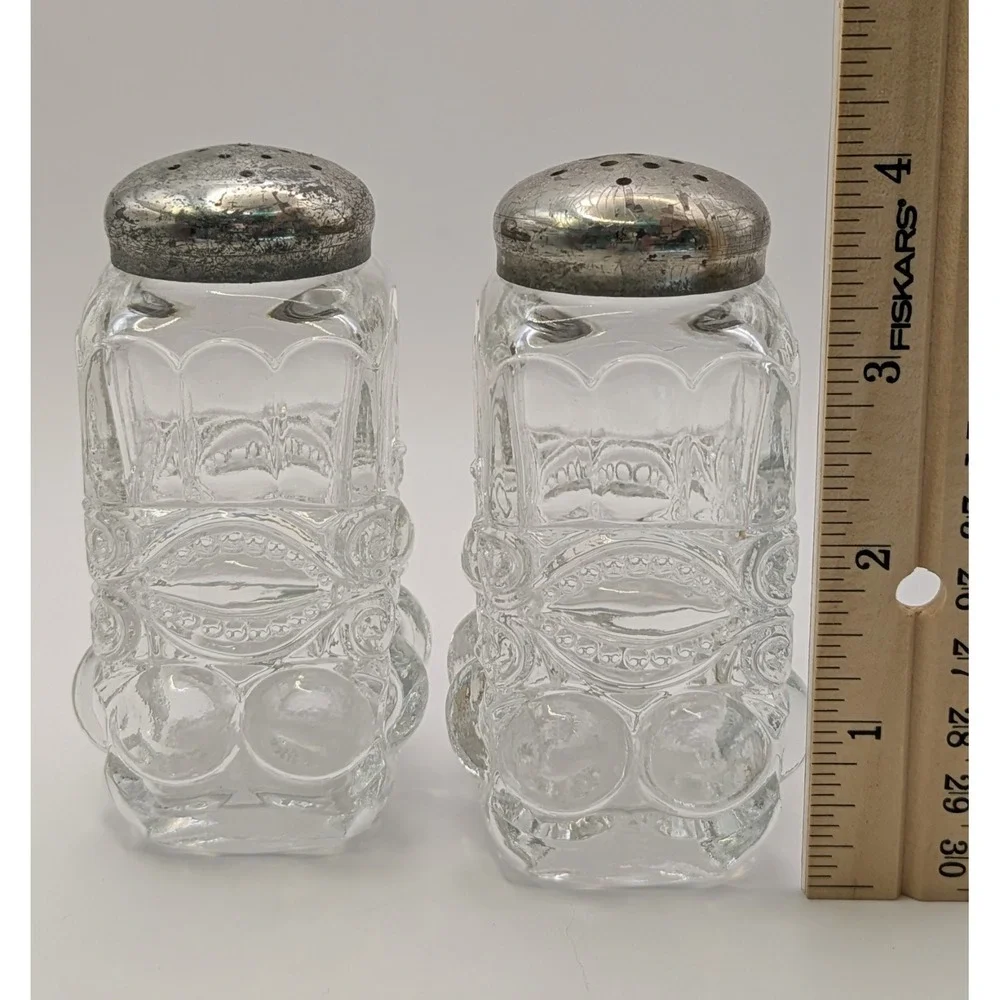 Mosser Glass Crystal‎ Opalescent Salt Pepper Shaker Eye Winker Pattern